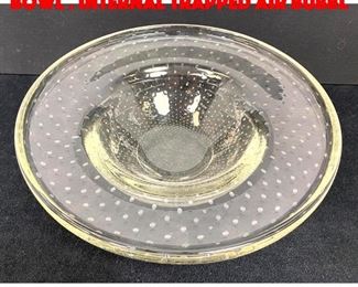 Lot 160 Heavy Clear Art Glass Bowl . Internal Trapped Air Bubbl