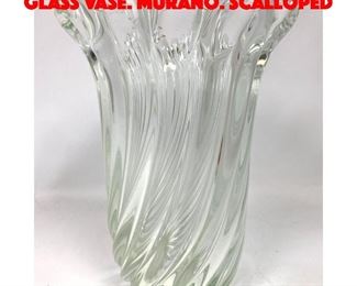 Lot 161 Heavy Barovier Style Art Glass Vase. Murano. Scalloped 