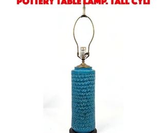Lot 167 Italian Bitossi style Art Pottery Table Lamp. Tall cyli