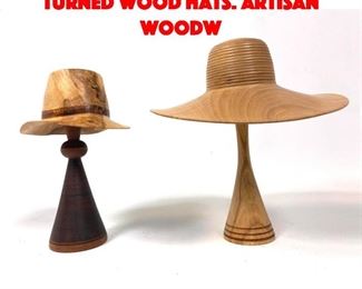 Lot 176 2pcs JOHANNES MICHELSEN Turned Wood Hats. Artisan Woodw