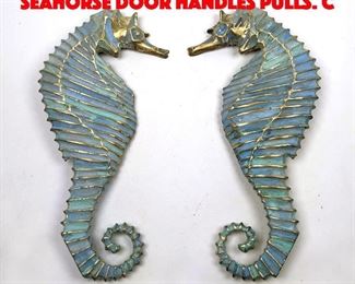 Lot 190 Pr Enameled Bronze Large Seahorse Door Handles Pulls. C