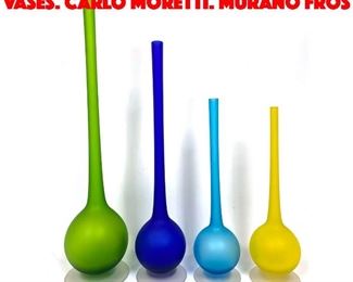 Lot 192 4pc Colored Art Glass Vases. CARLO MORETTI. Murano Fros