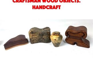 Lot 194 4pc Modernist Artisan Craftsman Wood Objects. Handcraft