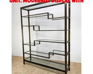 Lot 196 Bronzed Finish Metal Shelf Unit. Modernist Display with
