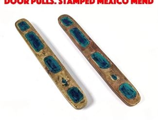 Lot 202 Pr Long Enameled Bronze Door Pulls. Stamped Mexico Mend