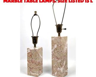 Lot 209 2pcs Square Column Marble Table Lamps. Size listed is l