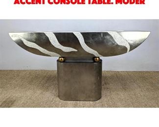 Lot 208 Silver Lacquered Eggshell Accent Console Table. Moder