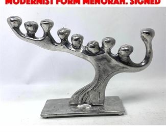 Lot 222 DON DRUMM Pewter Organic Modernist form Menorah. Signed