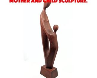Lot 231 Modernist Carved Wood Mother and Child Sculpture.