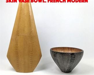 Lot 234 2pcs RY AUGOUSTI Lizard Skin Vase Bowl. French Modern