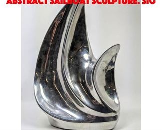 Lot 240 Modernist Chrome Metal Abstract Sailboat Sculpture. Sig