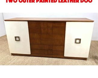 Lot 255 Parzinger style Credenza. Two Outer Painted Leather Doo