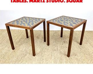 Lot 287 Pr Glazed Ceramic Tile Side Tables. Martz Studio. Squar