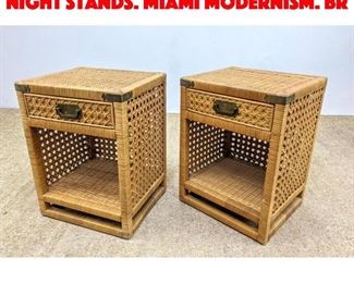 Lot 288 Pr Woven Caned Rattan Night Stands. Miami Modernism. Br