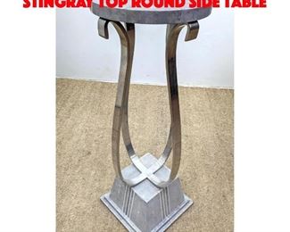 Lot 294 Maitland Smith style Faux Stingray Top Round Side Table