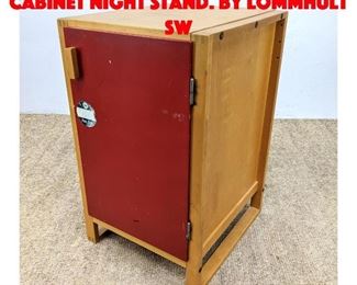 Lot 295 Blond Wood Red Door Cabinet Night Stand. By Lommhult Sw
