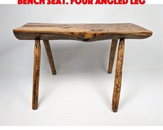 Lot 315 Rough Hewn Split Log Rustic Bench Seat. Four Angled Leg