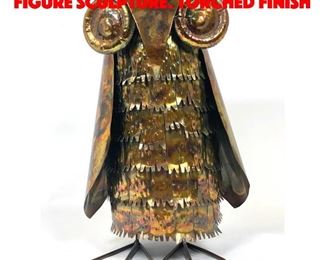 Lot 321 Contemporary Metal Owl Figure Sculpture. Torched finish