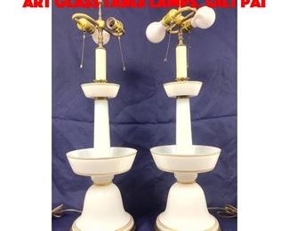 Lot 323 Pr Decorator Opalescent Art Glass Table Lamps. Gilt pai