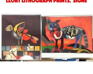Lot 367 2pcs Josep Maria GarciaLlort Lithograph Prints. Signe