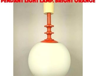 Lot 374 70 s Modern Hanging Pendant Light Lamp. Bright Orange 