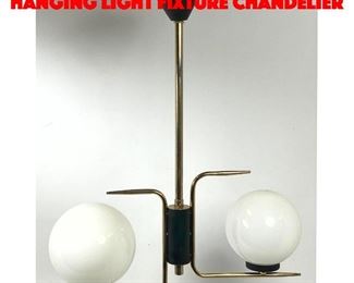 Lot 380 Modernist Brass, Black Hanging Light Fixture Chandelier