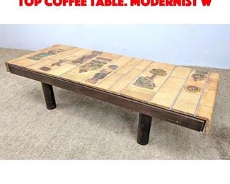 Lot 388 ROGER CAPRON Pottery Tile Top Coffee Table. Modernist w