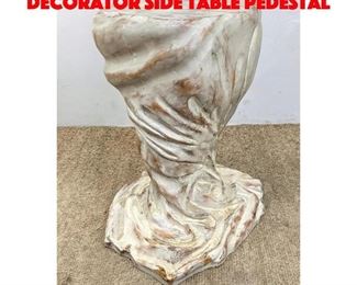 Lot 399 Carved Wood White Washed Decorator Side Table Pedestal 