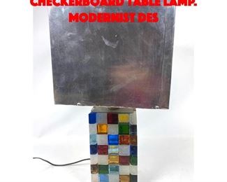 Lot 408 WOW Glass Cube Checkerboard Table Lamp. Modernist Des