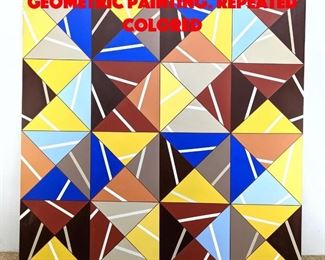 Lot 450 Large 6 Abstract Geometric Painting. Repeated colored 