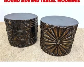 Lot 460 Pr ADRIAN PEARSALL Goop Round Side End Tables. Modernis