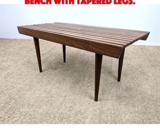 Lot 480 Mid Century Modern Slat Bench with Tapered Legs.