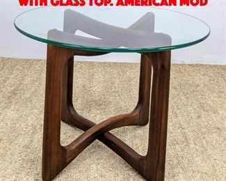 Lot 486 ADRIAN PEARSALL Side Table with Glass Top. American Mod
