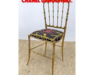 Lot 499 Italian Brass Chair with Chanel Upholstery.