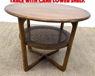 Lot 504 Lane Round Occasional Table with Cane Lower Shelf. 