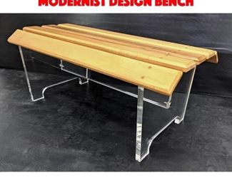 Lot 508 Wood Slat Seat Lucite Base Modernist Design Bench