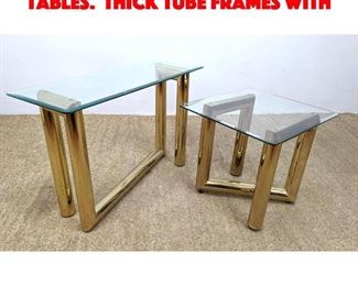 Lot 518 2 Decorative Brass Tone Tables. Thick tube frames with