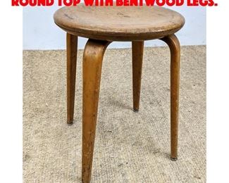 Lot 519 Alvar Aalto Style Stool. Round top with bentwood legs.