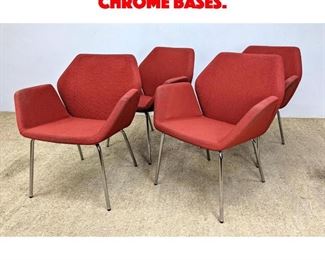 Lot 528 Set 4 KEILHAUER Arm Chairs. Chrome bases. 