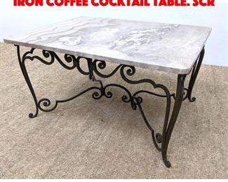 Lot 543 French Style Marble and Iron Coffee Cocktail Table. Scr