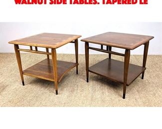 Lot 554 2pc LANE Dovetail Banded Walnut Side Tables. Tapered le