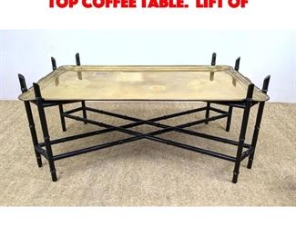Lot 555 BAKER Style Large Brass Tray Top Coffee Table. Lift of
