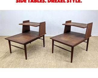 Lot 556 Pair American Modern Step Side Tables. Drexel style. 