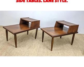 Lot 559 Pair American Modern Step Side Tables. Lane style. 