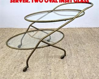 Lot 573 Low Italian Style Bar Cart Server. Two oval inset glass