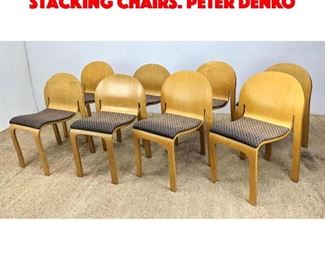 Lot 595 Set of 8 Molded Wood Stacking Chairs. Peter Denko