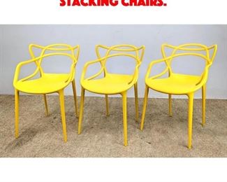 Lot 597 Set 3 Molded Plastic Stacking Chairs. 