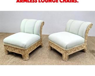 Lot 599 Pair Decorator Rattan Armless Lounge Chairs. 