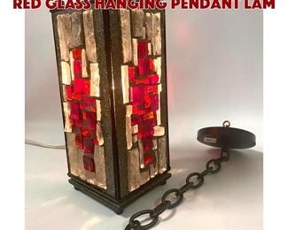 Lot 621 Modernist Fused Clear and Red Glass Hanging Pendant Lam