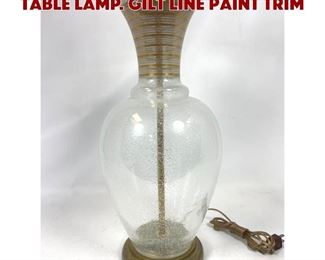 Lot 623 Bubble Glass Vase Form Table Lamp. Gilt line paint trim